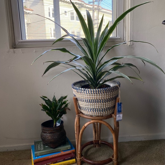 Boho Rattan Standing Planter NWT - Picture 6 of 10